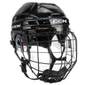 CCM Tacks 720 Helmet Combo with cage, black color, advanced protection and airflow features.