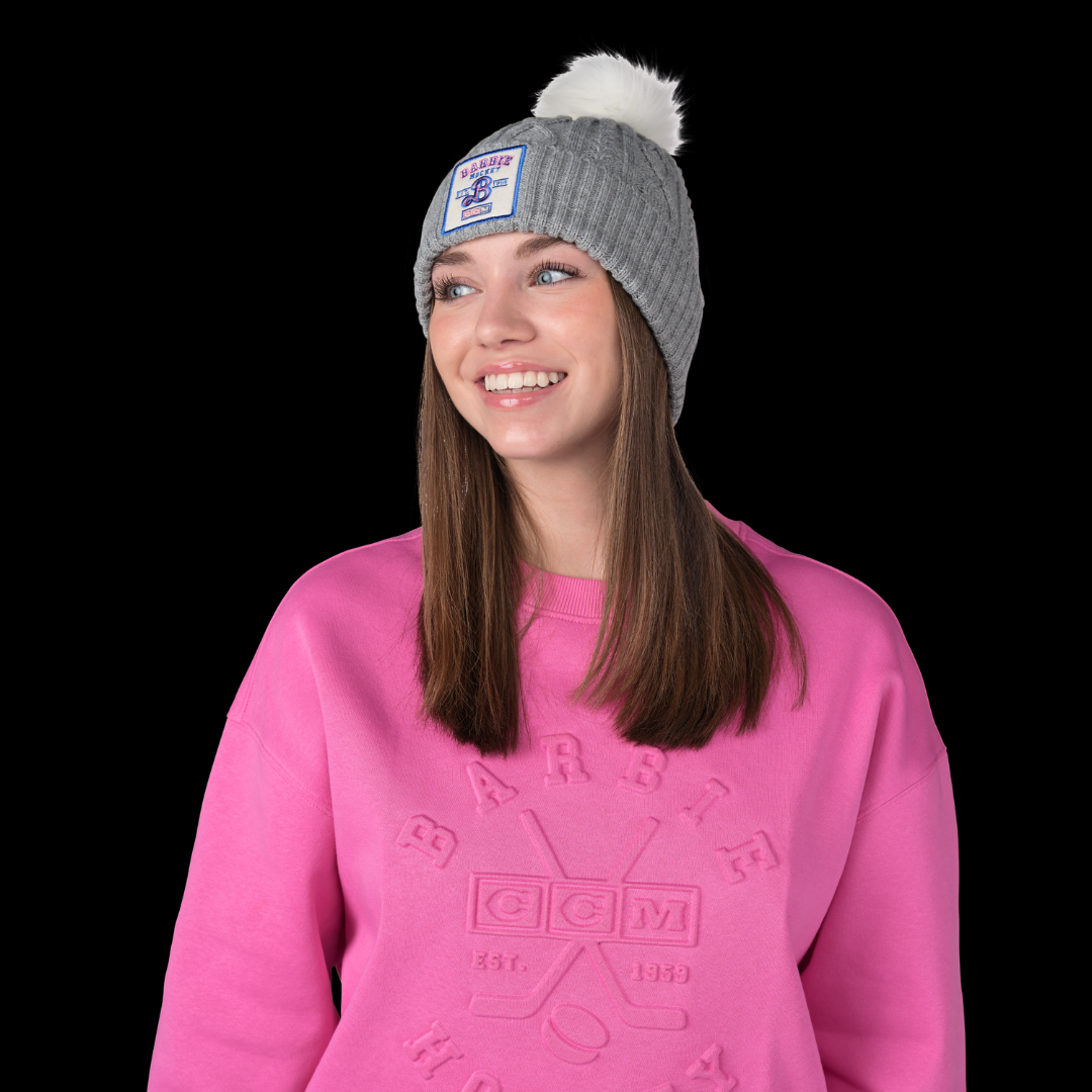 CCM Barbie Pom Knit Beanie - Athletic Grey
