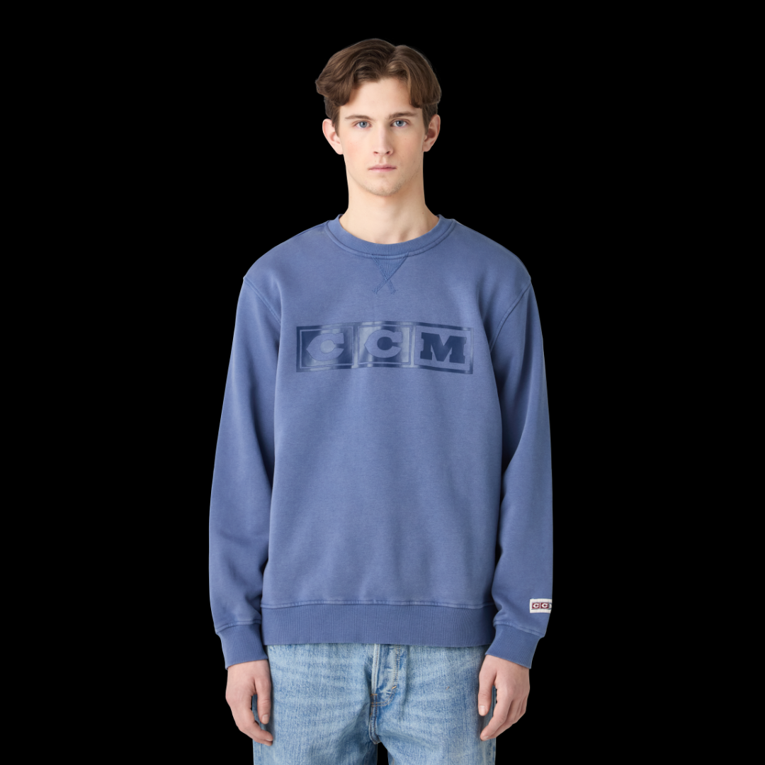 CCM FCR69A Vintage Wash Crew Neck Jumper - Indigo Blue