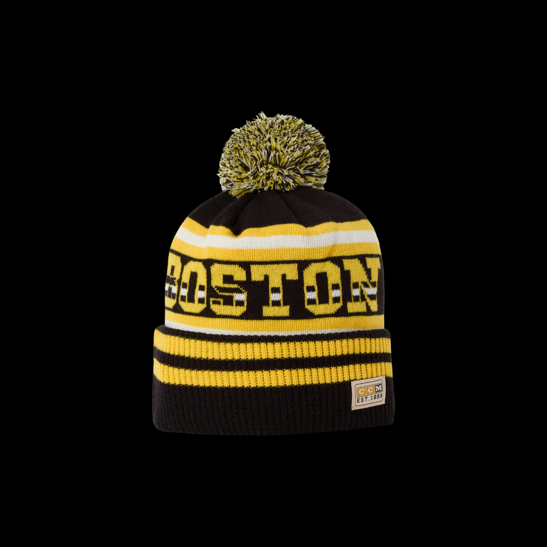 CCM HPM26 Boston Fleeced Pom Knit Hat Black – Adult