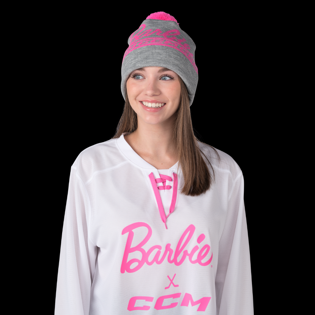 CCM X Barbie HPM6DW2 Pom Knit Beanie - Athletic Grey