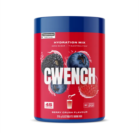 CWENCH Electrolyte Mix 315g Berry Crush Flavour packaging.