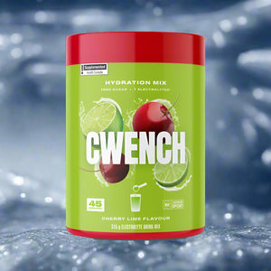 CWENCH Electrolyte Mix 315g in Cherry Lime flavor packaging.