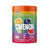 CWENCH Electrolyte Mix 315g in Rainbow Swirl flavor enhances hydration for workouts.