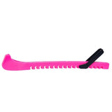 Pink ice hockey skate guard with adjustable fit and durable hook.