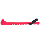 Red ice hockey skate blade guard with durable hook for snug fit.