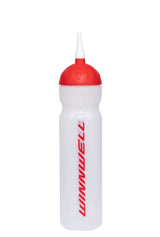 Winnwell Water/Drink Bottle 1LT with red cap and white body.