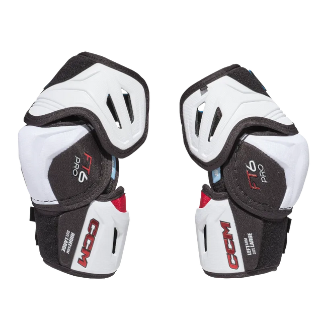 CCM Jetspeed FT6 Pro Elbow Pads with AER-TEC thermoregulation system for air circulation and mobility.