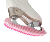 Edea E Guards pink skate guards on ice skate blade