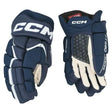 CCM Jetspeed FT680 Hockey gloves in navy blue, durable and breathable design.