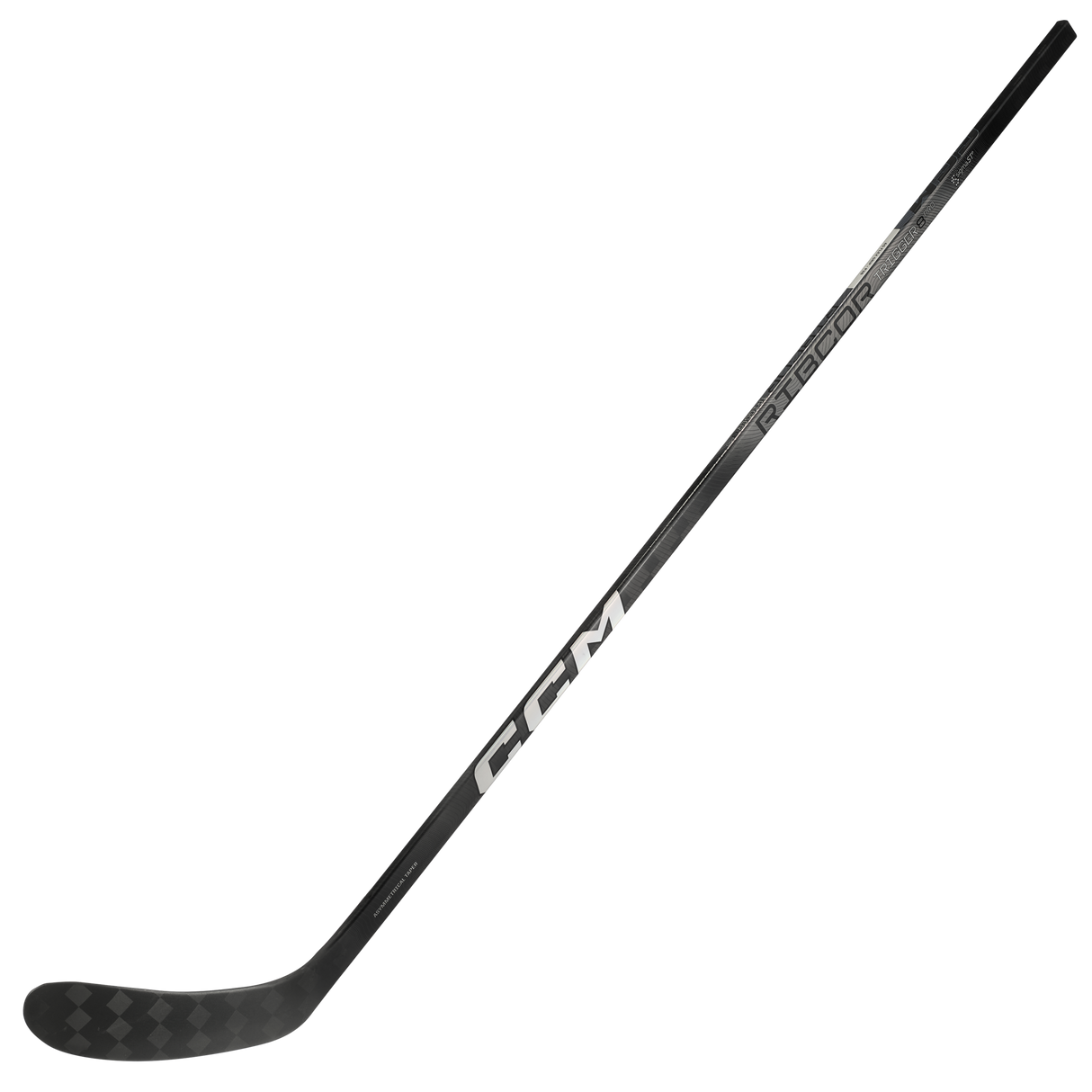 CCM Ribcor Trigger 8 Pro CHROME Hockey Stick on white background.