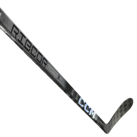 CCM Ribcor Trigger 8 Pro CHROME Hockey Stick with textured design and sleek finish.