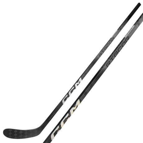 CCM Ribcor Trigger 8 Pro CHROME Hockey Stick in black and chrome design.