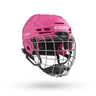 CCM Tacks 70 Helmet Combo for kids aged 7-10 with flip clip system, pink design, and vented shell.