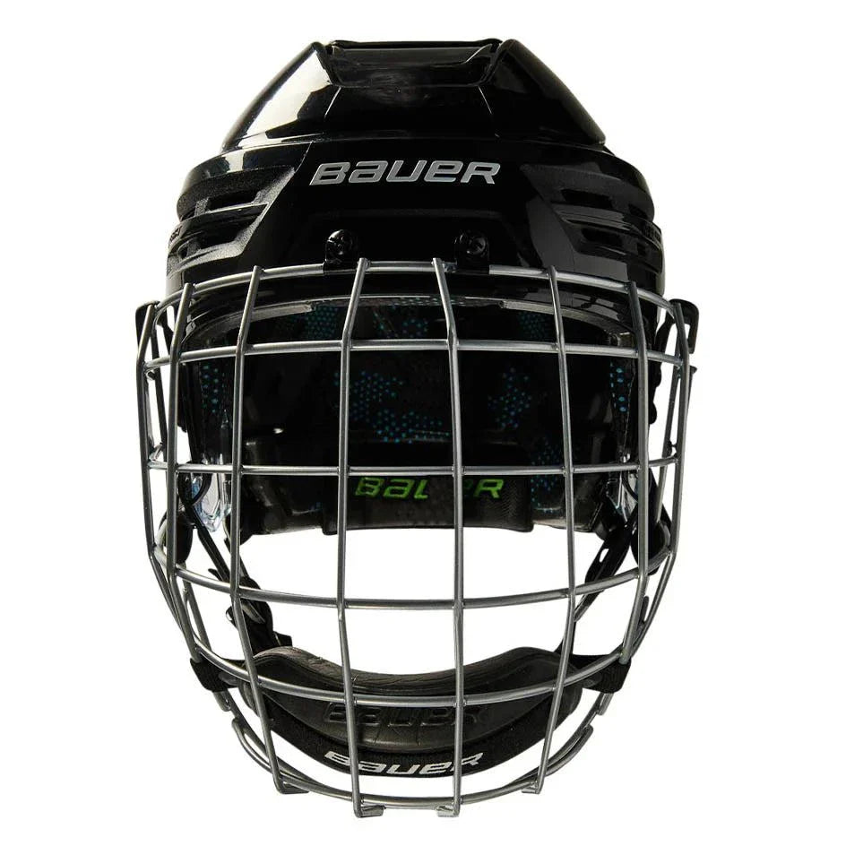 Bauer Re-Akt 85 Helmet Combo, front view with cage.