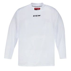CCM 5000 Practice Jersey, white, polyester, V-neck collar, embroidered logo.