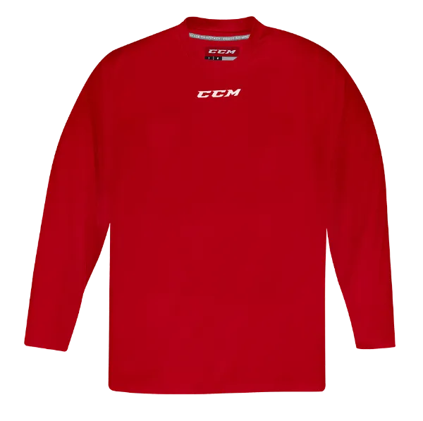 Red CCM 5000 Practice Jersey with embroidered logo, made from breathable polyester material.