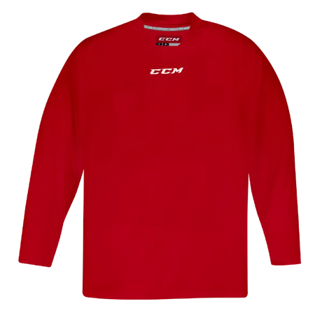 Red CCM 5000 Practice Jersey with embroidered logo, made from breathable polyester material.