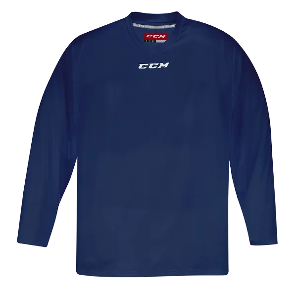 CCM 5000 Practice Jersey, blue, V-neck collar, breathable QLT Knit fabric.