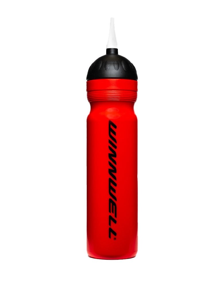 Winnwell Water Drink Bottle 1LT in red with black cap.