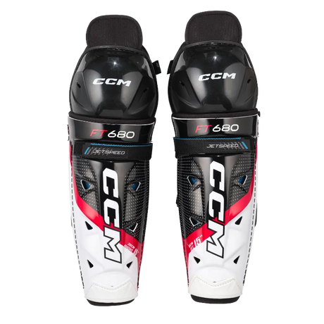 CCM FT680 Hockey Shin Guards with PE shin caps and ventilation ports.