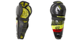 Sherwood Rekker Legend 4 Shin Pad, black and yellow design, front and side view.