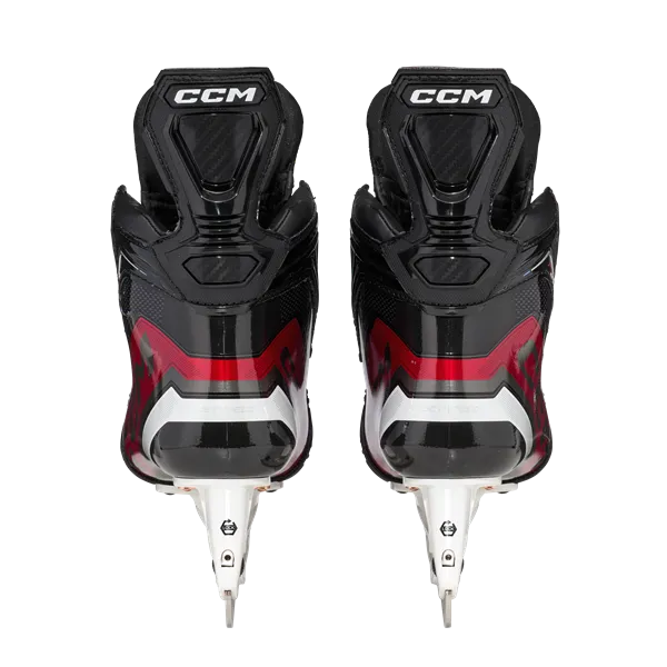 CCM Jetspeed FT6 PRO Ice Hockey Skates showcasing one-piece boot design and STEP Blacksteel blades.