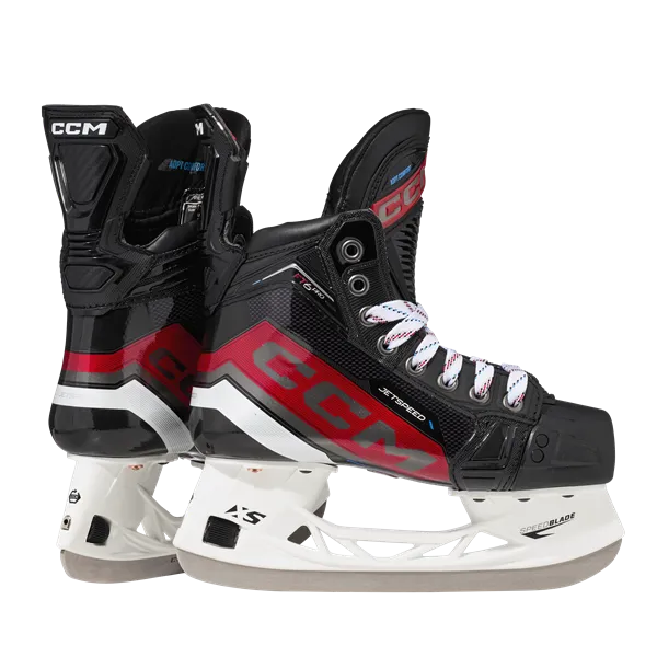 CCM Jetspeed FT6 PRO Ice Hockey Skates with One-Piece Boot SPEED and STEP Blacksteel blades for enhanced performance and comfort.