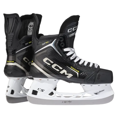 Intermediate CCM Tacks XF 80 Hockey Skates with one-piece boot construction and XS PRO Stainless runners.