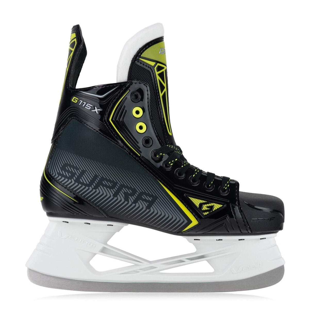 Graf Supra G115X Ice Hockey Skate with Venom Pro blades and anatomically shaped features.