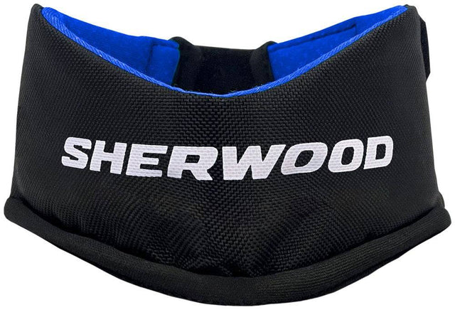 Sherwood Cut Protective Neck Guard Collar in black and blue design.