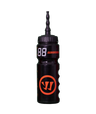 Warrior 0.75L Covert Drink Bottle, ergonomic design, recyclable LDPE, black with orange logo.