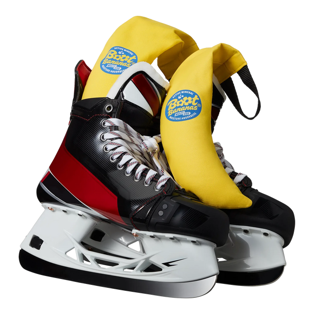 Boot Bananas Active Mineral Moisture Absorbers drying ice skates.