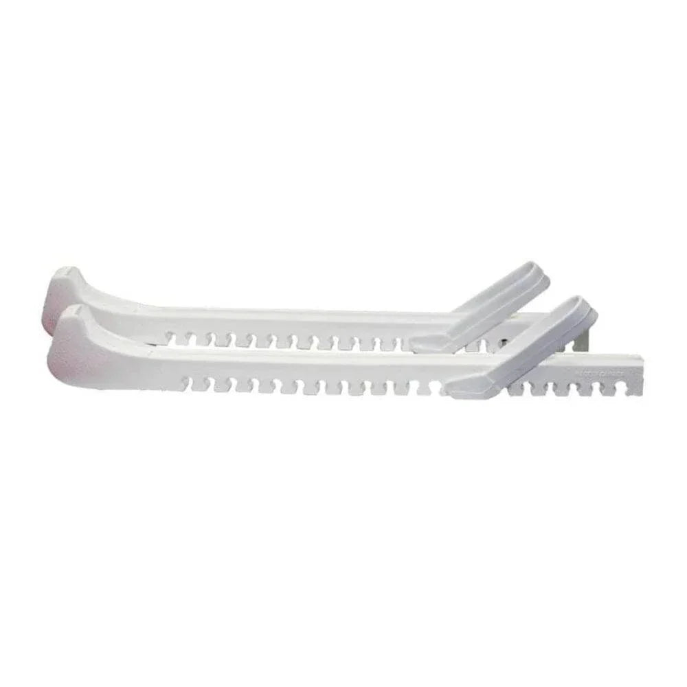 Blade guards for ice hockey skates in white color.