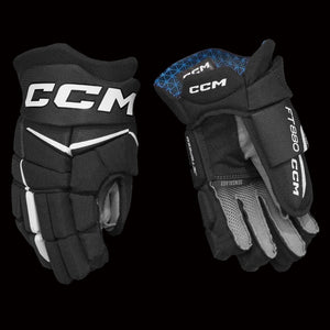 CCM JetSpeed FT880 hockey gloves in black showing back of hand protection