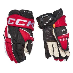 CCM Tacks Xf Hockey Gloves with Sensalast palm and D3O® Zero technology for enhanced dexterity and protection.