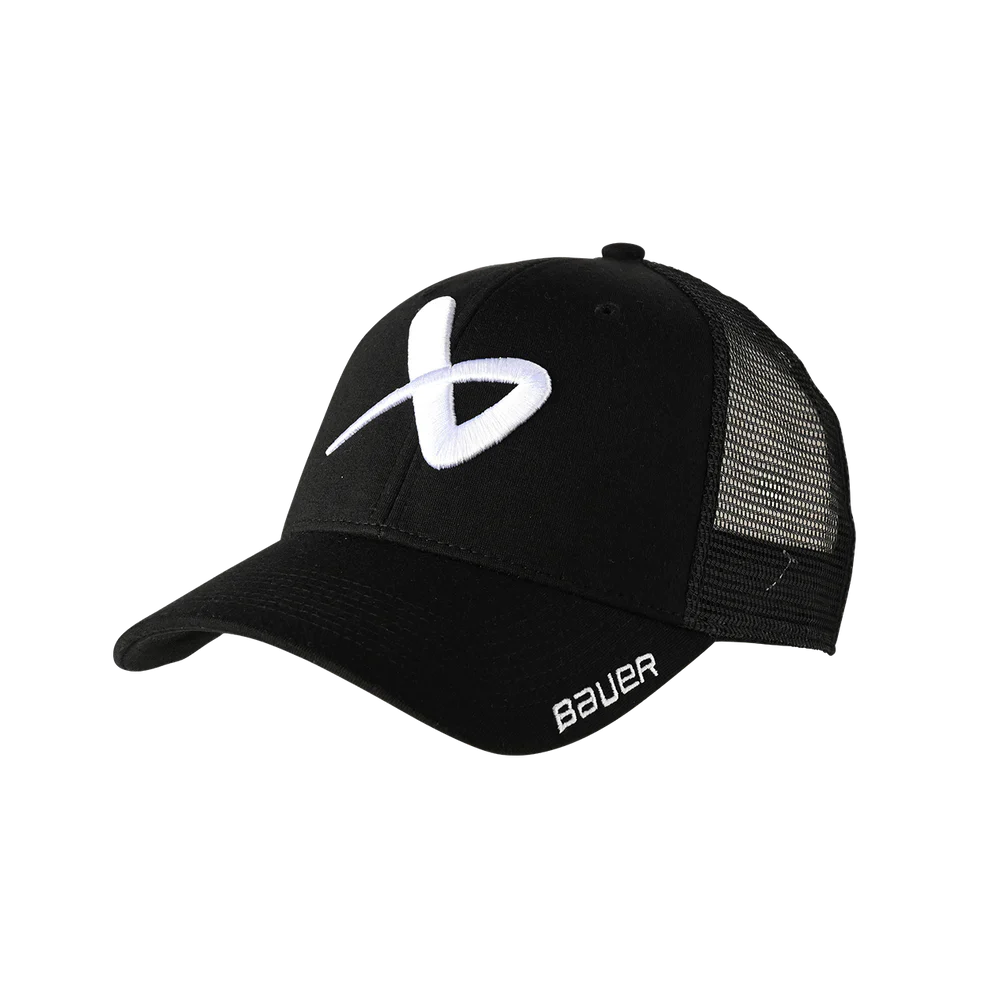Bauer Core Adjustable SnapBack cap in black with white logo.