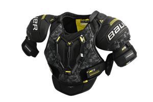 Bauer Supreme M3 shoulder pads with full-coverage cap and adjustable protection for mobility and safety on ice.