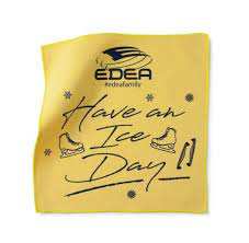 Edea Blade Towel, super absorbent microfiber for skating blades, yellow design.