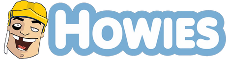 Howies stick tape - Wide logo with cartoon character wearing a yellow helmet.