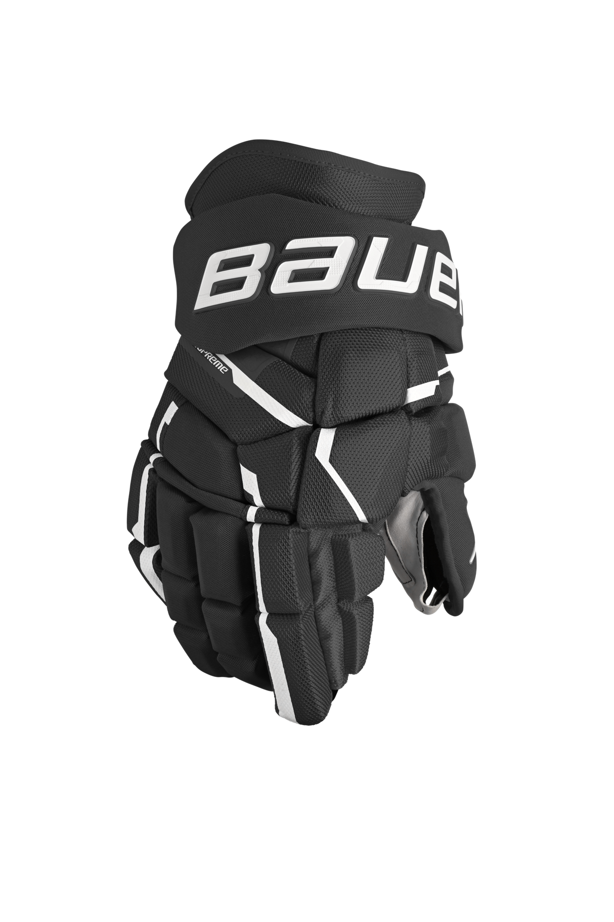 Bauer Supreme MACH Gloves with flexible construction and durable palm overlay for superior grip and protection.