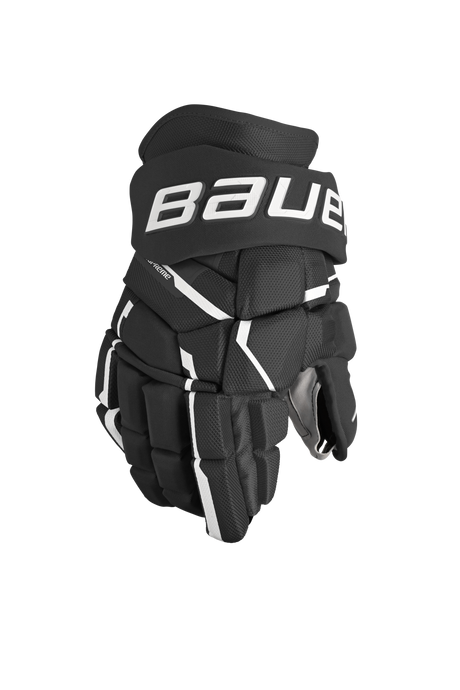 Bauer Supreme MACH Gloves with flexible construction and durable palm overlay for superior grip and protection.