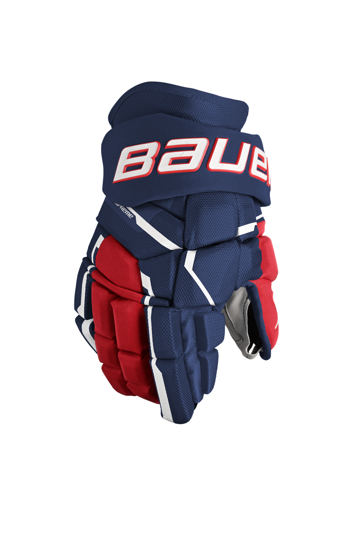 Bauer Supreme MACH Gloves with enhanced protection and flexibility for hockey.