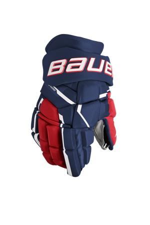 Bauer Supreme MACH Gloves with enhanced protection and flexibility for hockey.