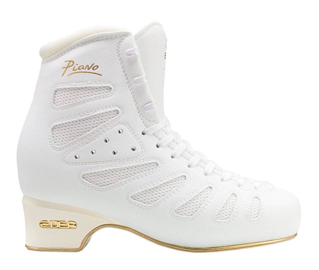 EDEA Piano Figure Ice Skates Boot in white with gold accents.