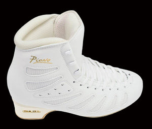 EDEA Piano Figure Ice Skates Boot in white with gold detailing.
