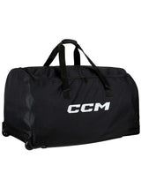 CCM 420 Basic Wheeled Hockey Bag with all-terrain wheels and durable 600D polyester exterior.