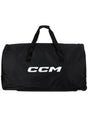 CCM 420 Basic Wheeled Hockey Bag showcasing durable black polyester exterior with handles and all-terrain wheels.