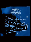 Edea Blade Towel, blue microfiber skating towel with ice skate design.