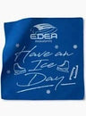 Edea Blade Towel, blue microfiber skating towel with ice skate design.